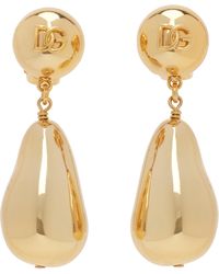 Dolce & Gabbana - ゴールド Teardrop 'Dg' Logo イヤリング - Lyst