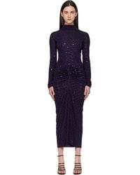 Alaïa - Robe Longue Fluide Et Drapée Mauve En Jersey À Clous - Lyst