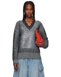JW Anderson - ブラック レーストリム Vネックセーター - Lyst