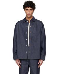 A.P.C. - Blouson Bleu Marine En Denim Japonais - Lyst