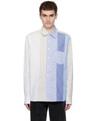 Feng Chen Wang - Chemise Bleu Et Blanc À Panneaux - Lyst