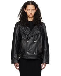 Victoria Beckham - Black Oversized Leather Jacket - Lyst