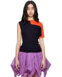 Kiko Kostadinov - ネイビー＆オレンジ Nomas Asymmetric Knit Raglan セーター - Lyst