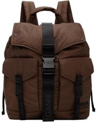 Ganni - Burgundy Tech Backpack - Lyst