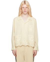 Bode - Chemise blanc cassé à motif graphique et à bord festonné - Lyst