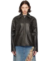 Guess - Crackle Leather Jacket - Lyst