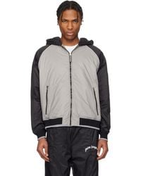 Palm Angels - ブラック＆グレー Curved Logo ウインドブレーカー - Lyst