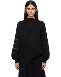 Y's Yohji Yamamoto - Pull À Manches Longues Noir À Garnitures En Crochet - Lyst