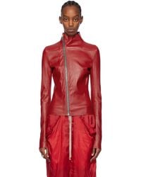 Rick Owens - Red Gary Leather Jacket - Lyst