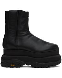 Sacai - Black Padded Wedge Boots - Lyst