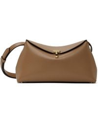 TOTEME - Taupe T-Lock Leather Clutch - Lyst