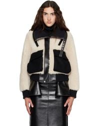 Sacai - Off- Wool Faux Shearling Blouson Jacket - Lyst