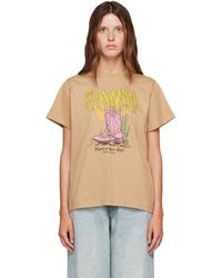 Ganni - Basic Cotton Jersey Western Boot T-Shirt - Lyst