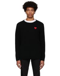 COMME DES GARÇONS PLAY - Comme Des Garçons Play Black & Red Wool Heart Patch Sweater - Lyst