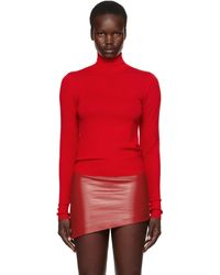 Givenchy - レッド ウール ドレープ オープンバック タートルネック - Lyst