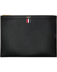 Thom Browne - Grand Porte-Document Noir En Cuir Grainé - Lyst
