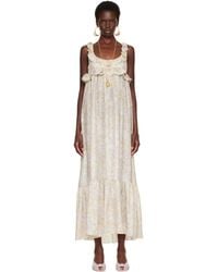 Chloé - Painted Flowers Print Silk Charmeuse Maxi Dress - Lyst