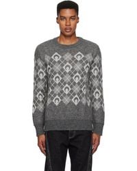 Marine Serre - Moon Argyle Knit Crewneck Sweater - Lyst