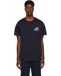 Moncler Double Logo-appliqué Cotton T-shirt - Blue