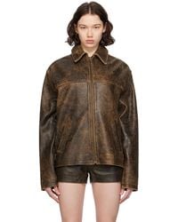 Guess USA - Crackle Leather Jacket - Lyst