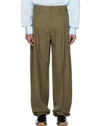 Mugler - カーキ ワイドレッグ タックパンツ - Lyst