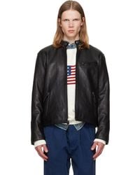 Polo Ralph Lauren - 'The Brooklands' Leather Café Racer Jacket - Lyst