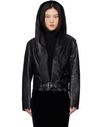 Alaïa - Hooded Biker Leather Jacket - Lyst