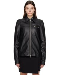 Sportmax - Black Gel Leather Jacket - Lyst