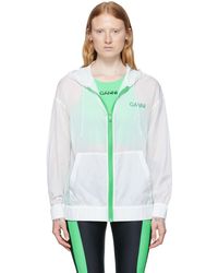 Ganni - Ssense Exclusive White Recycled Nylon Sport Hoodie - Lyst