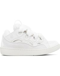 Lanvin - Off- Leather Curb Sneakers - Lyst
