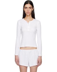 Leset - Pointelle Long Sleeve Henley - Lyst