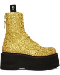 R13 - Gold Double Stack Boots - Lyst
