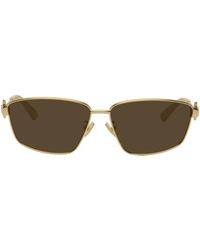 Bottega Veneta - Gold Square Sunglasses - Lyst