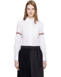 Thom Browne - Poplin Armbands Classic Round Collar Shirt - Lyst