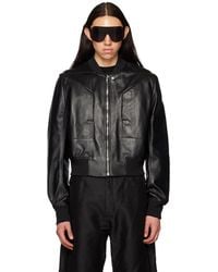 Rick Owens - Black Cropped Leather Bomber Jacket - Lyst
