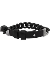 Alexander McQueen Black And Silver Chain Skull Bracelet