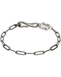 Paul Smith - Bracelet-chainette gris acier à plaque à logo - Lyst