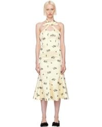 YUHAN WANG - Ssense Exclusive Off- Floral Embroidered Midi Dress - Lyst