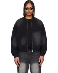 Dime - Blouson Aviateur Noir En Molleton À Effet Délavé - Lyst