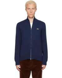 Lacoste - Zipped High Neck Cotton Sweater - Lyst