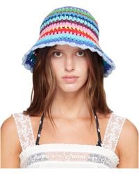 Ganni - Striped Crochet Bucket Hat - Lyst