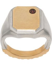Maison Margiela - Silver & Gold Textured Ring - Lyst