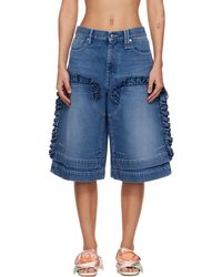 Simone Rocha - Ruffle Frill Denim Board Shorts - Lyst