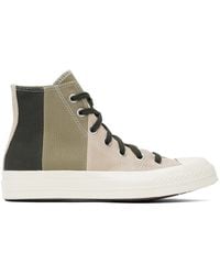 Converse - Beige & Khaki Chuck 70 Patchwork Suede High Top Sneakers - Lyst