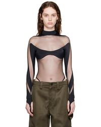 Mugler - Black Illusion Bodysuit - Lyst
