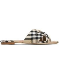 Burberry - Check Slides - Lyst