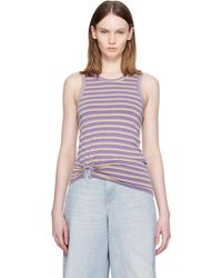 Rabanne - Striped Piercing Viscose Jersey Tank Top - Lyst