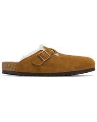 Birkenstock - タン Boston Shearling レギュラー クロッグ - Lyst