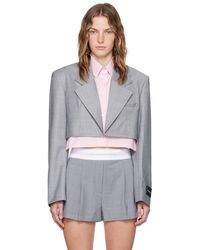 Alexander Wang - グレー Pre-styled クロップド テーラードジャケット - Lyst