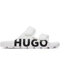 HUGO - Double Touch-Closure Straps Logo Sandals - Lyst